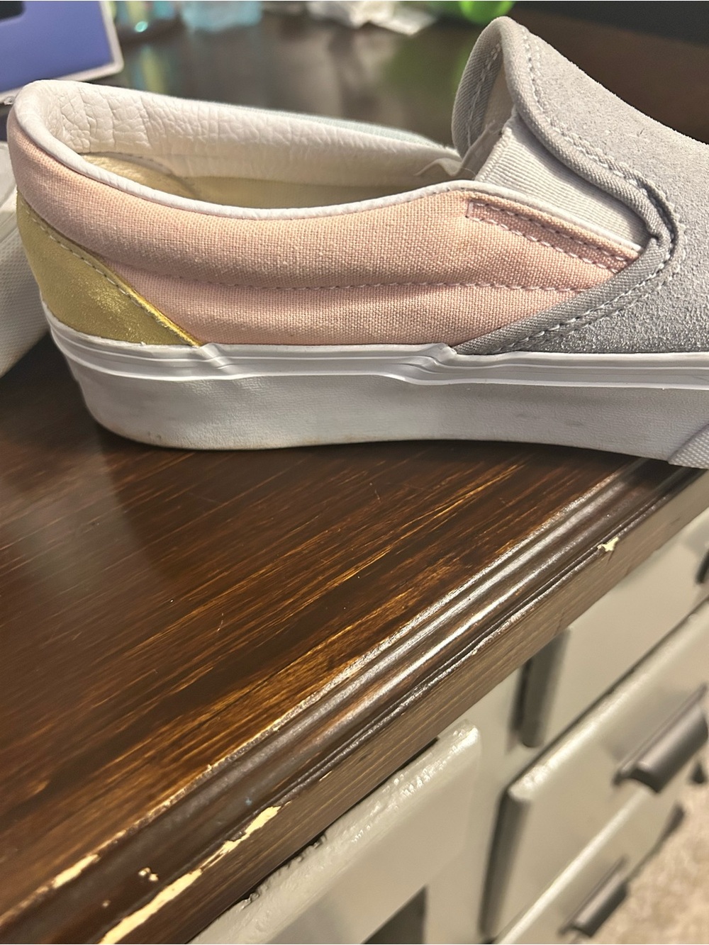 Women’s Slip-On Vans in Light Gray with Pastel Accents - Picture 9 of 9